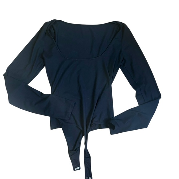 Agolde Sylvi Long Sleeve Square Back Bodysuit Black Women’s Size Large Open Back - Picture 8 of 11